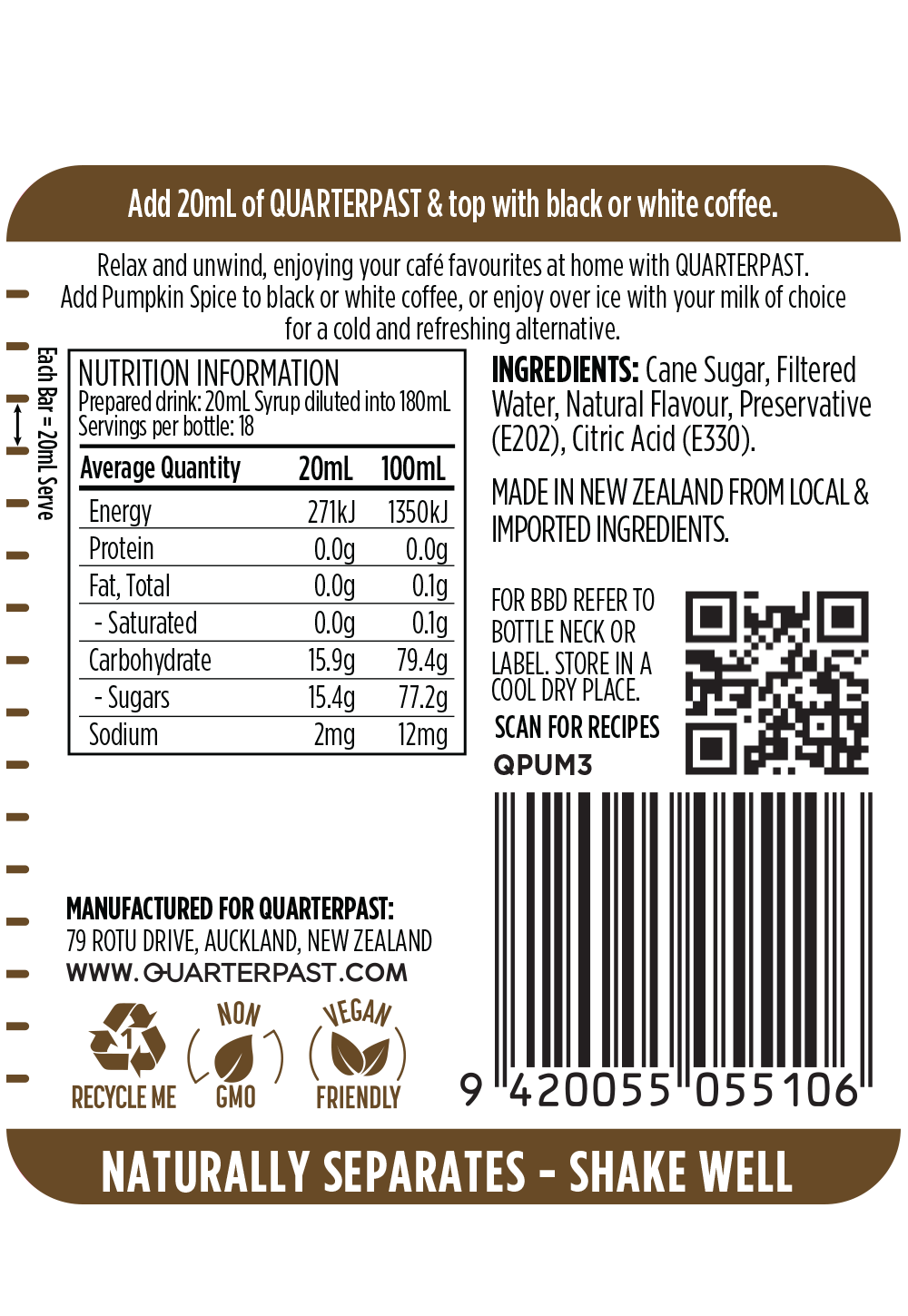 Pumpkin Spice Coffee Flavour 360mL