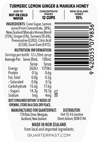 Turmeric & Lemon Ginger Manuka Honey Fruit Infusion 250mL
